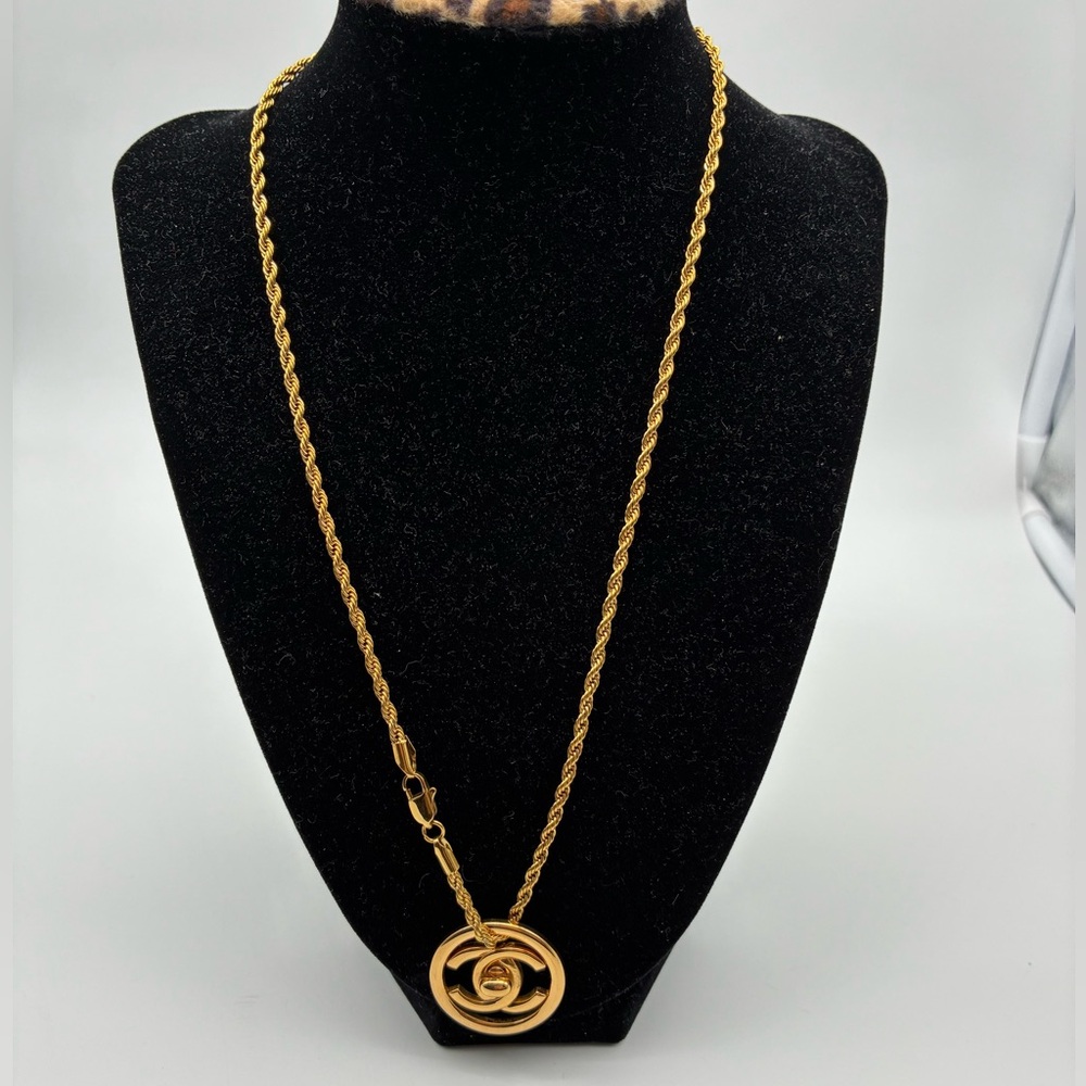 Chanel Gold-Tone CC turn lock Pendant necklace